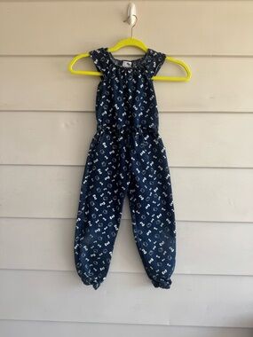 Sanrio Girls Navy Hello Kitty Print Jumpsuit - Sz 5